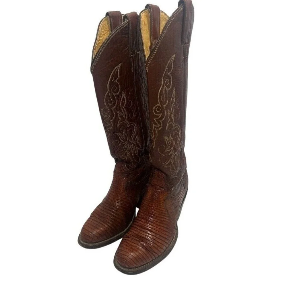 Justin Boots Iguana‎ Lizard Leather Riding Western Cowboy Woman's 6B 3775 Read